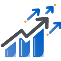 Increasing bar graph with upward arrows