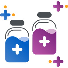 Blue and purple pill bottle icons